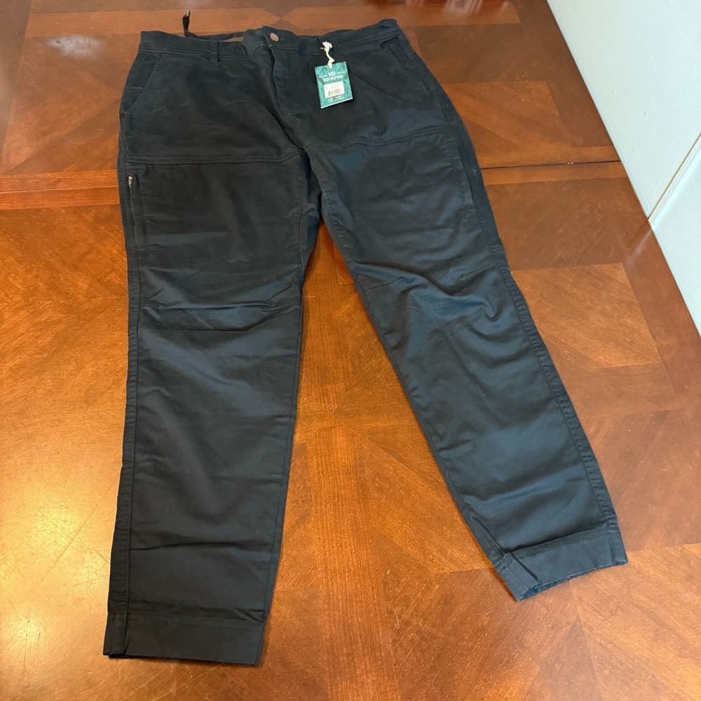 tentree Men's Alder Pants Black Organic Cotton Stretch Sustainable Size 38‎